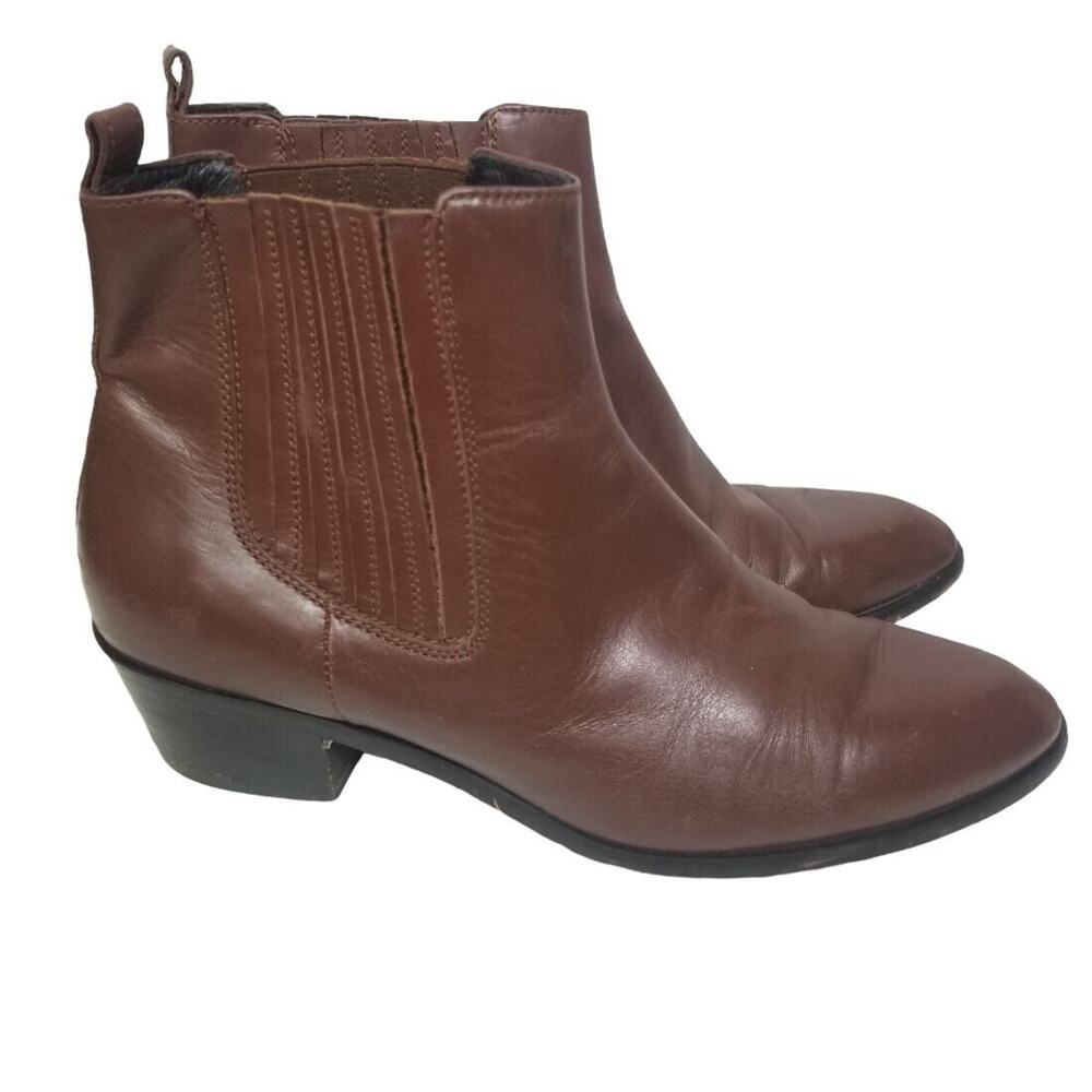 J. Crew Womens Brown Leather Ankle Boots 6.5 Classic Minimalist Heeled Booties